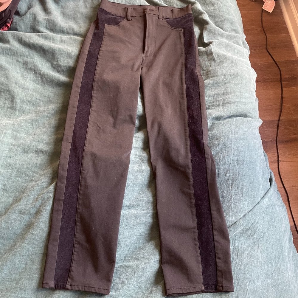 Express / Black Pants with Velvet Stripe Detail